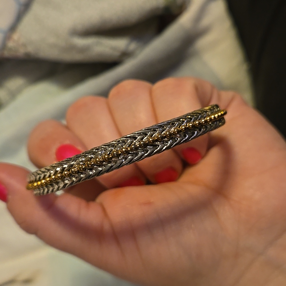 Heavy Gold and Silver Bangle Bracelet